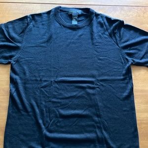 AUGUST SILK BRAND, SILK BLEND, SHORT SLEEVE SWEATER/ TEE, BLACK, SIZE L